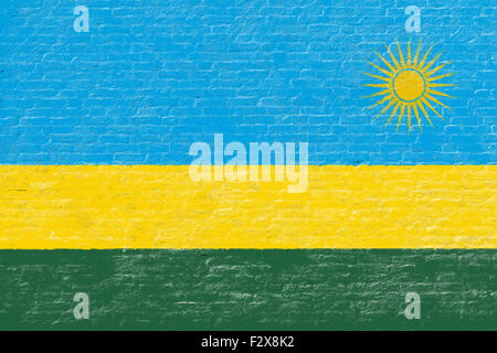 Ruanda - bandiera nazionale su un muro di mattoni Foto Stock