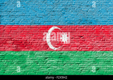 Azerbaigian - bandiera nazionale su un muro di mattoni Foto Stock