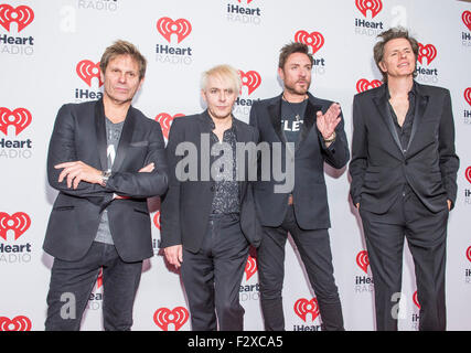 Roger Taylor, Nick Rhodes, Simon LeBon e John Taylor dei Duran Duran assiste il 2015 iHeartRadio Music Festival di Las Vegas Foto Stock