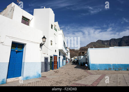 Case bianche di Puerto de las Nieves, Gran Canaria Isole Canarie Spagna Foto Stock