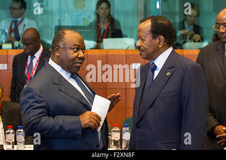 Presidente del Gabon Ali Bongo Ondimba e il Presidente del Camerun Paul Biya. Foto Stock