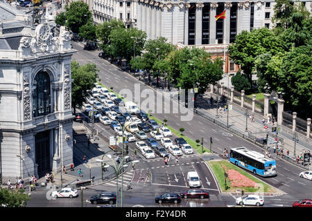 Madrid Spagna,Centro ispanico,Retiro,Plaza Cibeles,Palacio de Comunicaciones,Palazzo delle Comunicazioni,Terraza-mirador del Palacio de Cibeles,balcone,vi Foto Stock