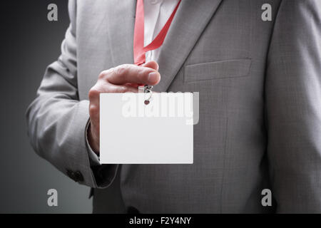 Imprenditore azienda blank ID badge Foto Stock