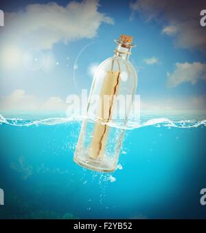 Un messaggio in bottiglia Foto Stock