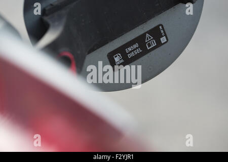 Vista del serbatoio del gasolio sulla vettura Foto Stock