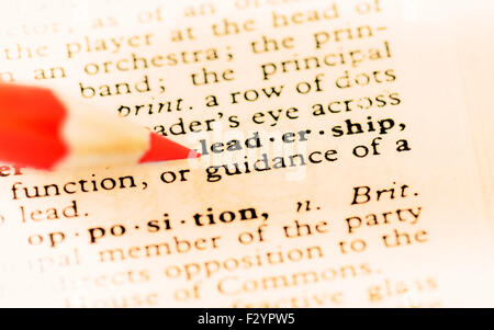 Definizione della parola leadership Foto Stock