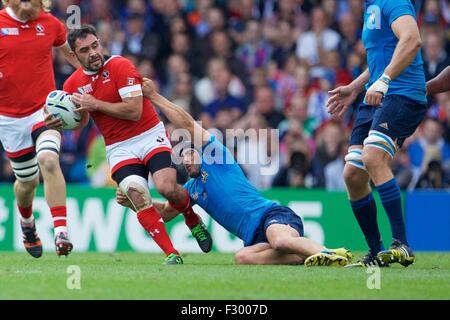 Leeds, Regno Unito. 26 Sep, 2015. Coppa del Mondo di rugby. Italia contro il Canada. Canada ala Phil Mackenzie. Credito: Azione Sport Plus/Alamy Live News Foto Stock