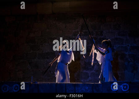 Cartagena, Spagna. Xxv Sep, 2015. La battaglia per la conquista di Qart Hadasht tra truppe Magon e le legioni di Scipione. Credito: ABEL F. ROS/Alamy Live News Foto Stock