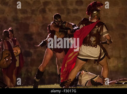 Cartagena, Spagna. Xxv Sep, 2015. La battaglia per la conquista di Qart Hadasht tra truppe Magon e le legioni di Scipione. Credito: ABEL F. ROS/Alamy Live News Foto Stock