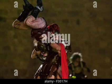 Cartagena, Spagna. Xxv Sep, 2015. La battaglia per la conquista di Qart Hadasht tra truppe Magon e le legioni di Scipione. Credito: ABEL F. ROS/Alamy Live News Foto Stock