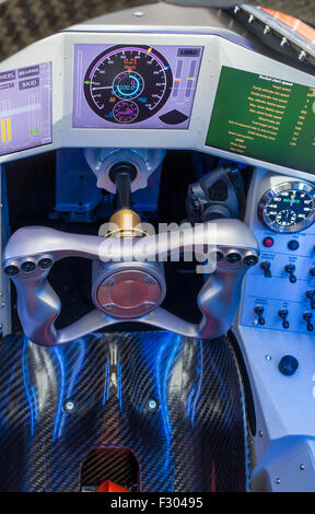 Bloodhound Cockpit SSC sul display Canary Wharf London 25 Settembre 2015 Foto Stock