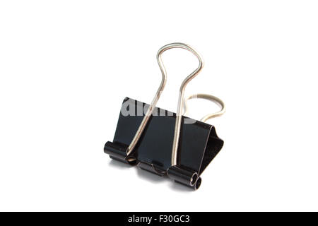 Bulldog clip di sfondo bianco Foto Stock