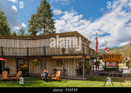 Lo stile occidentale e caffetteria di Greenwood o " Canada la più piccola città', British Columbia, Canada, America del Nord. Foto Stock