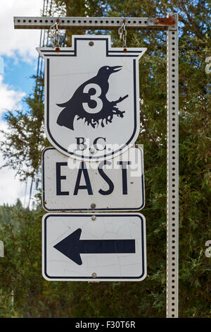 Autostrada 3 o Crowsnest Highway, noto anche come o interprovinciale, Southern Trans-Provincial in British Columbia, Canada Foto Stock