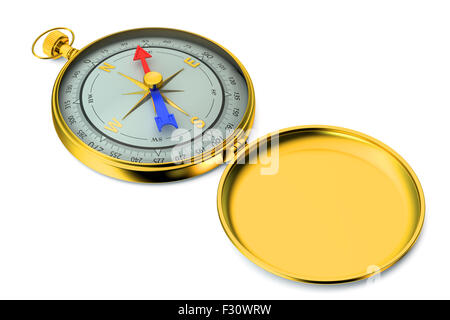 Bussola magnetica isolati su sfondo bianco Foto Stock