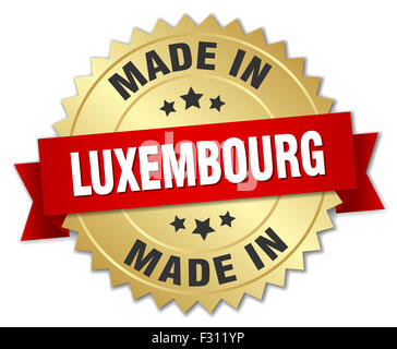 Fatto a Lussemburgo badge oro con nastro rosso Foto Stock