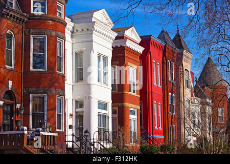 Case a schiera di Mount Vernon Square a Washington DC. Foto Stock