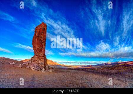 Roccia monolitica a Salar de Tara (Altopiani Atacama, Cile) Foto Stock