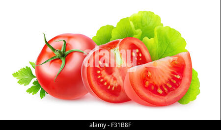 Pomodori isolato su bianco Foto Stock