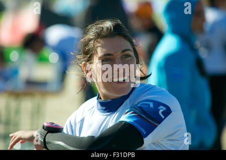 Perros-Guirec, Bretagne, Francia. Il 27 settembre, 2015. Campione di Francia (femmina categoria senior) 2015 Alexia Fancelli dopo le gare il giorno 2. Credito: Luca Peters/Alamy Live News Foto Stock