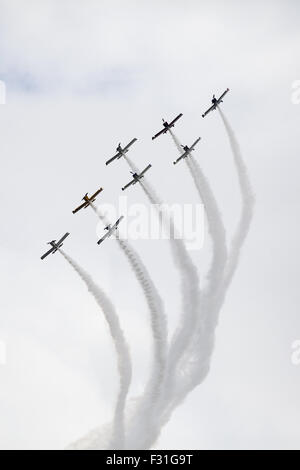 Millington, Tennessee, Stati Uniti d'America. Il 27 settembre, 2015. Un gruppo di otto piloti stunt unite insieme per eseguire un team visualizza durante la Domenica delle prestazioni a 2015 Airshow di Memphis tenutosi a Millington Regional Jetport. © Raffe Lazarian/ZUMA filo/Alamy Live News Foto Stock