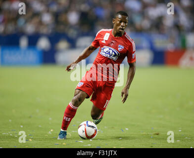 Carson, CA. Il 27 settembre, 2015. FC Dallas F #11 Fabian Castillo durante il gioco MLS tra la galassia della LA e la FC Dallas al centro Stubhub a Carson, CA. Justin Cooper/CSM/Alamy Live News Foto Stock