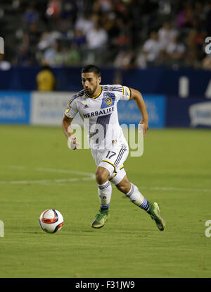 Carson, CA. Il 27 settembre, 2015. LA galassia della LA centrocampista #17 Sebastian Lletget durante il gioco MLS tra la galassia della LA e la FC Dallas al centro Stubhub a Carson, CA. Justin Cooper/CSM/Alamy Live News Foto Stock