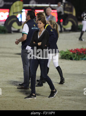 Barcellona, Spagna. Xxv Sep, 2015. Barcellona, Spagna - 25 settembre: Athina Onassis è visibile durante il CSIO Barcellona 2015, 104th International Show Jumping il 25 settembre 2015 a Barcellona, Spagna. Foto di Elkin Cabarcas/picture alliance © dpa/Alamy Live News Foto Stock