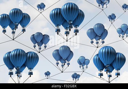 Gruppo di connessione di rete e il concetto di social media tecnologia come simbolo di un sistema organizzato di struttura aziendali cablate insieme come un simbolo per la comunità di internet la comunicazione del team. Foto Stock