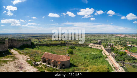 Vista panoramica delle vicinanze di Trujillo da Città di Castello. Estremadura, Spagna Foto Stock