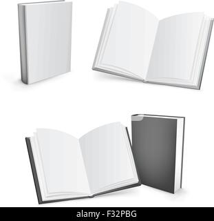 Vettore 3d in bianco e nero di libri di maglia isolati su sfondo bianco Illustrazione Vettoriale