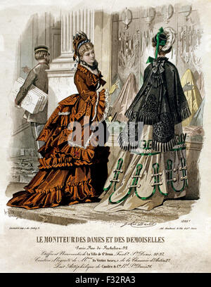 Shopping da Le Moniteur des Dames et des Demoiselles, Le Journal des Dames et des Demoiselles, Het Toilet, De Bazar 1872 1879 1878 1882 incisioni Francese di Parigi Foto Stock