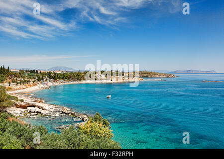 Agia Marina Beach in Spetses Island, Grecia Foto Stock