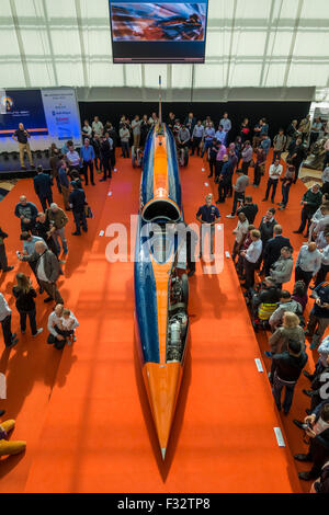 Bloodhound SSC per record di velocità su terra tentativo al Canary Wharf Lancio 25 settembre 2015 Foto Stock