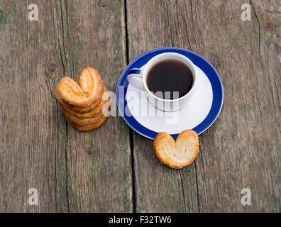 Ancora la vita di caffè e collegamento di cookies, vista dall'alto Foto Stock