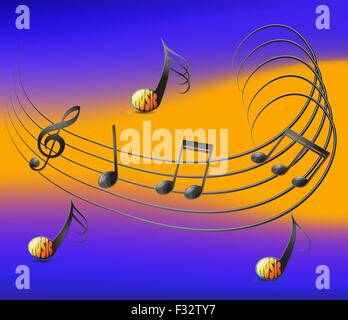 Le note musicali sul personale e colorfull vettore di fondo. Eps file 10. Illustrazione Vettoriale