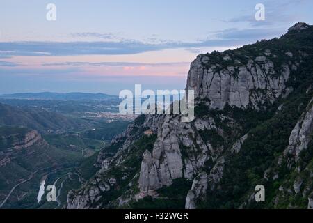 Tramonto preso dal monastero Monstserrat Foto Stock