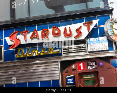 Stardust Diner Neon, Times Square NYC, STATI UNITI D'AMERICA Foto Stock