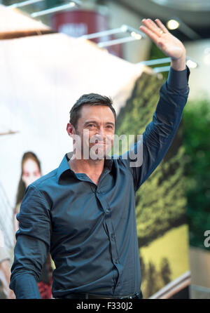 Hong Kong. 28 Sep, 2015. Hugh Jackman promuove la panoramica in Time Square di Hong Kong. Credito: Jayne Russell/Alamy Live News Foto Stock