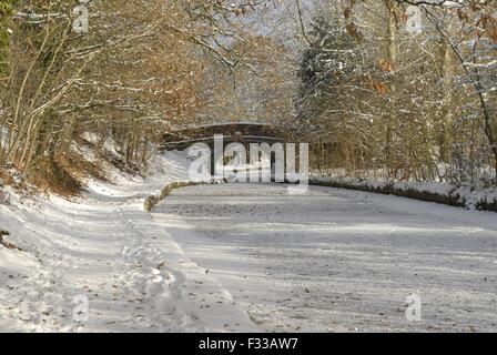 Il Shropshire Union Canal vicino a Ellesmere in inverno meteo Foto Stock