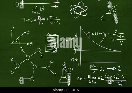 Immagine composita della matematica e delle scienze scarabocchi Foto Stock