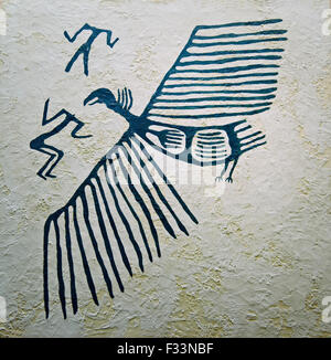 L'arte al muro da una camera scavate conosciuta come 'Vulture Santuario' nella città di Çatal Hüyük, un antico sito ancora in corso di scavo un Foto Stock