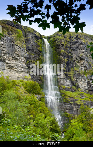 I diavoli cascata camino Glencar Lough Foto Stock