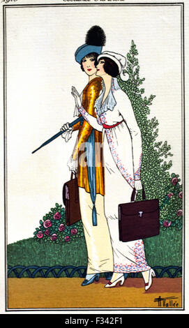 Journal des Dames et des modalità - Fashion News 1912-1914 Pubblicato da Tom Antongini mano incisioni colorate Francese di Parigi