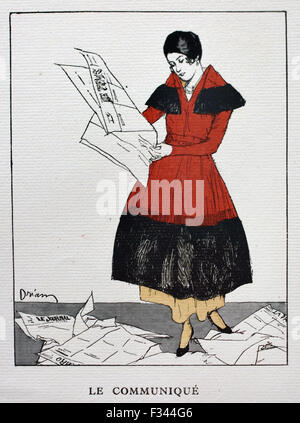 Gazette du Bon Ton in tempo di guerra 1915 Etienne Drian mano incisioni colorate Francese di Parigi ( Prima Guerra Mondiale ) Foto Stock