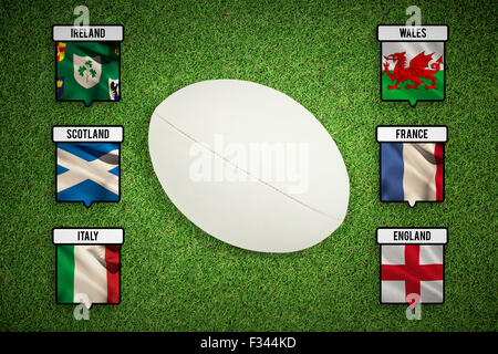 Immagine composita di close-up di pallone da rugby Foto Stock