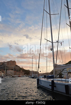 Tramonto su Bonifacio Foto Stock