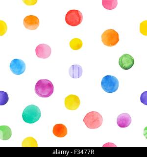 Vernice colorata ad acquerello pattern senza giunture. Vettore astratto modello senza giunture. Acquerello polka dot. Schizzi luminosi isolati su Illustrazione Vettoriale