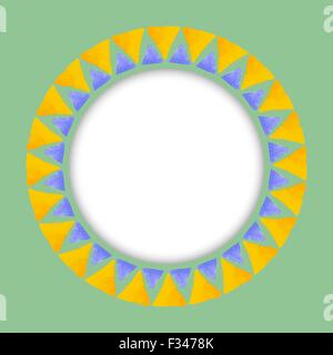 Cerchio adesivo di carta con acquarello rotondi di triangolo . Template vettoriale elemento di design Illustrazione Vettoriale