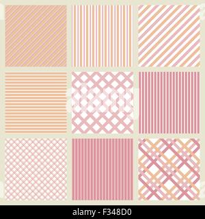 Set di rosa geometrica perfetta pattern a strisce Illustrazione Vettoriale